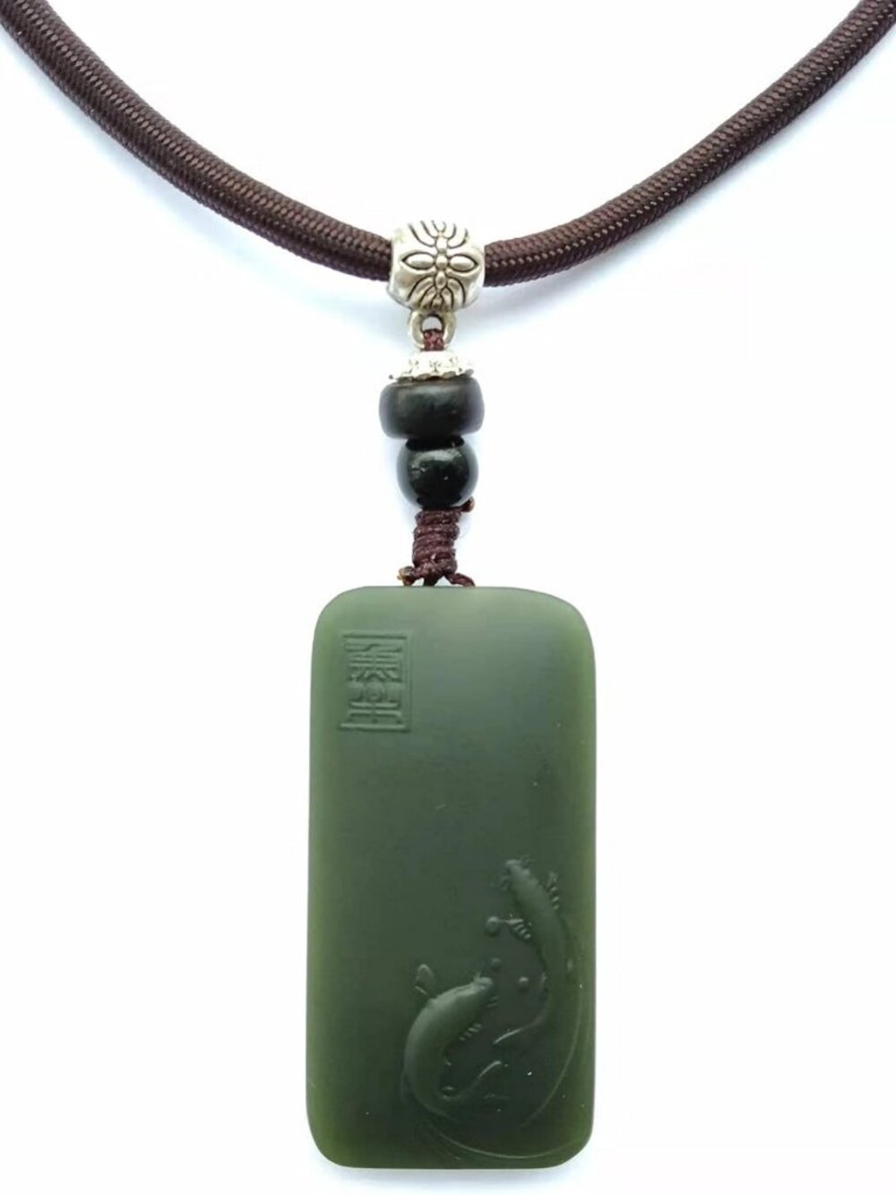 Handmade Green Natural Jade Fish Pisces Pendant Necklace - Unique Gift for Her